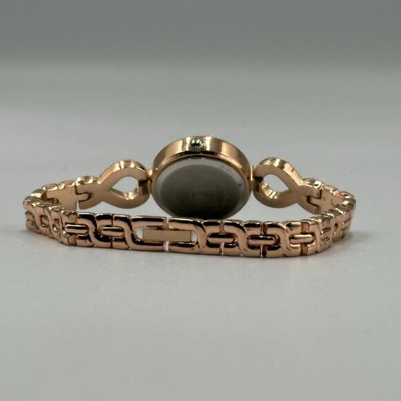 3/$30 Crystal Link Watch Women Rose Gold Tone Round Dial Working 7 in - Picture 9 of 14